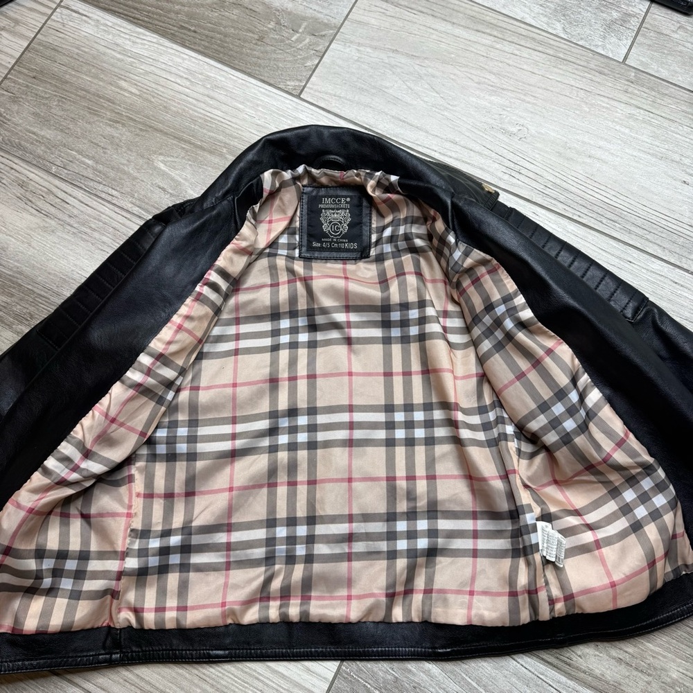Kids Designer Inspired Leather Jacket Size 4/5 - Picture 5 of 7